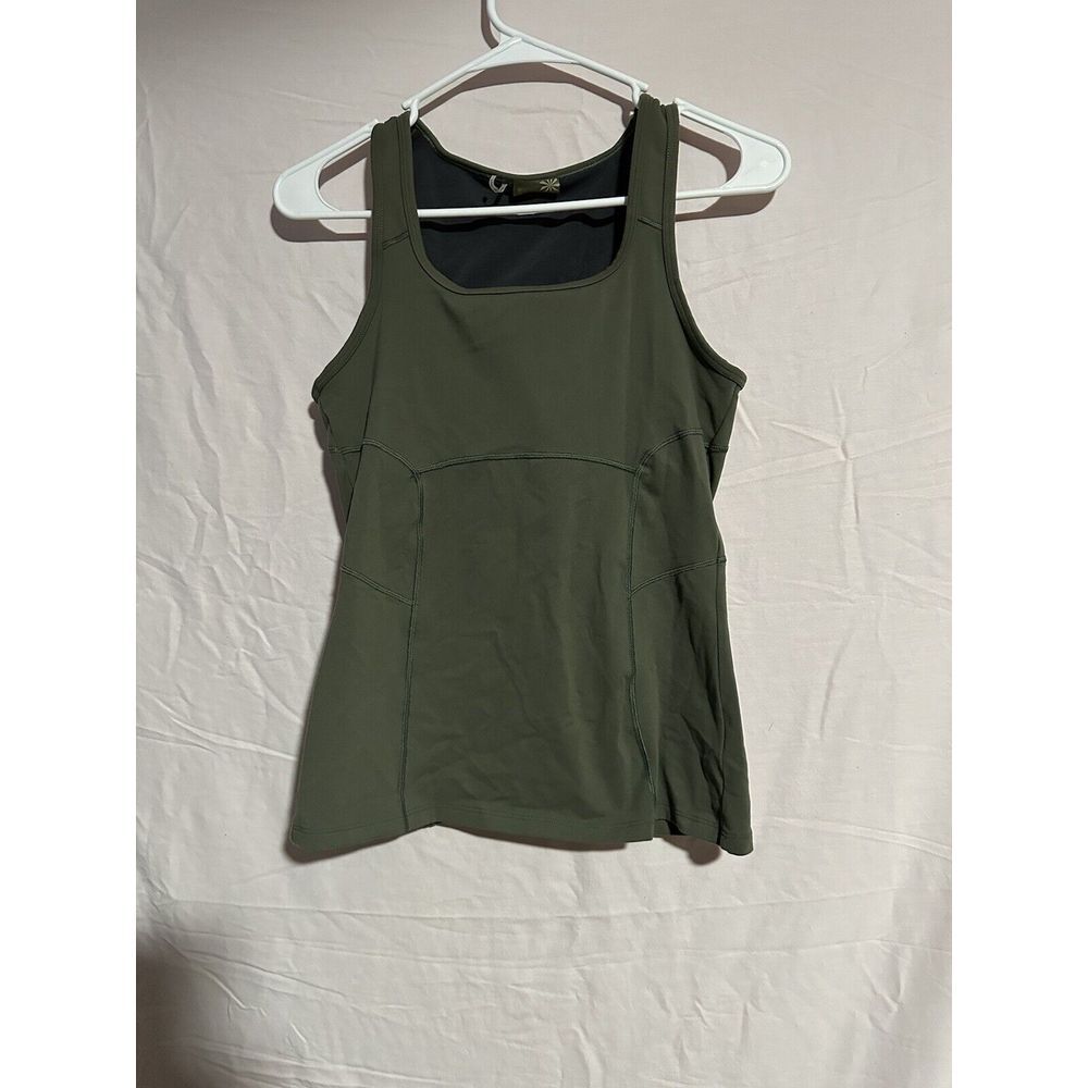Women's Athleta Peek Tank Sz S = Forest Green Support‎ Built in Shelf Bra